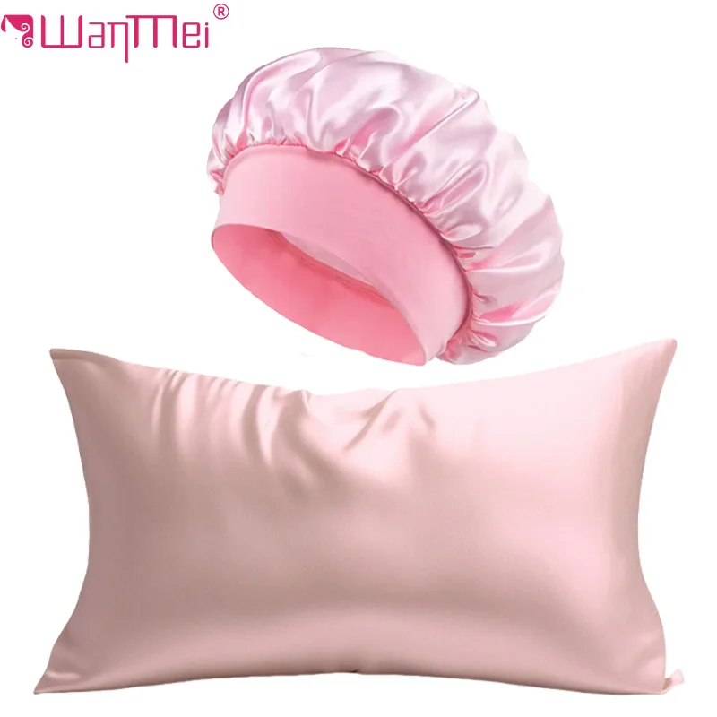 Satin Silk Pillowcase Hair Skin - ชุดปลอกหมอนผ้าไหม 2 ชิ้น และหมวกคลุมผมผ้าซาติน ปลอกหมอนดูแลผิวและเส้นผม +