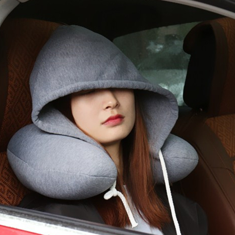 Anti Snore Contour Pillow - U-รูปHooded Travel Homeหมอนที่นั่งรถสํานักงานเครื่องบินหมอนหมอนรองคอน้ําหนักเบาSleeping Padsยอดนิยมรุ่นใหม่