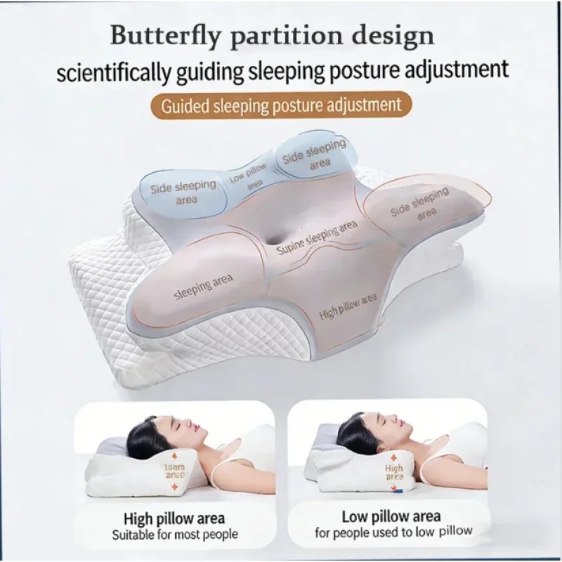 Memory Foam Orthopedic Pillow Neck Pain - หมอนรองคอเมมโมรี่โฟมระบายอากาศเย็นสบาย สำหรับฤดูร้อน ช่วยบรรเทาอาการปวดคอ ออกแบบตามหลักสรีรศาสตร์ เหมาะสำหรับทุกท่านอน
