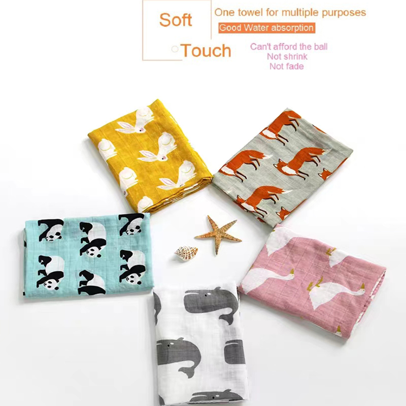 Muslin Cotton Bedspread - ผ้าห่มไม้ไผ่ผ้าเช็ดตัวสำหรับเด็กแรกเกิดผ้าห่อเด็กผ้าฝ้ายออร์แกนิกมัสลินผ้าเช็ดตัวนุ่มมากห่อรายเดือน60*60ซม.