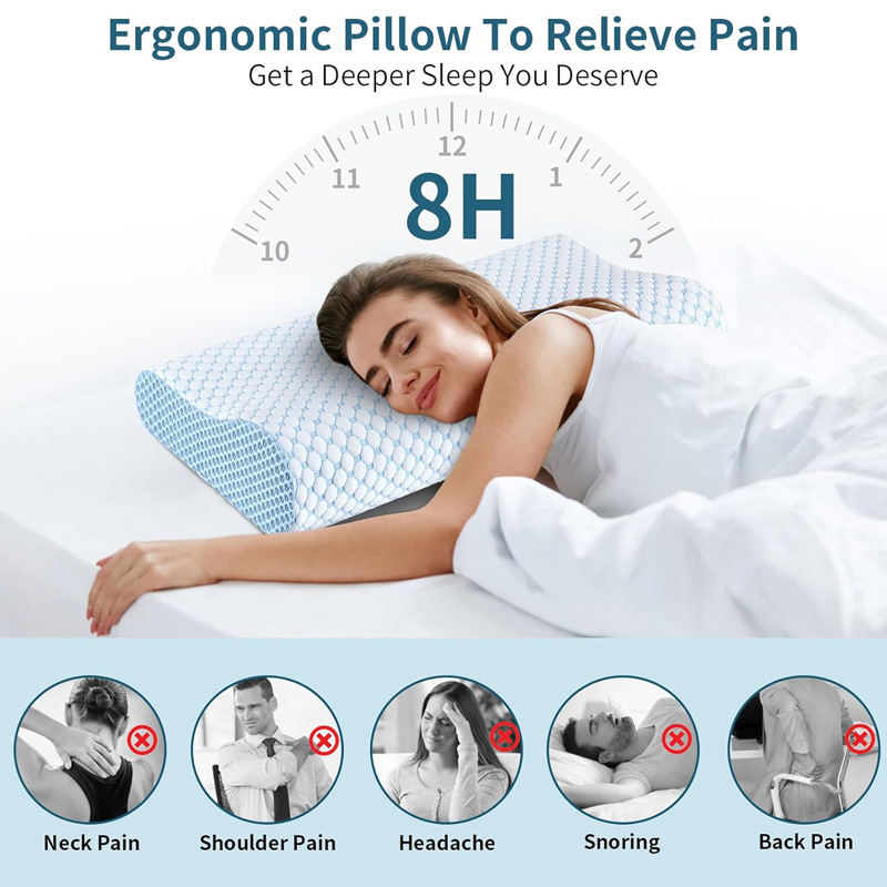 Anti Snore Contour Pillow - หมอนรองคอเมมโมรี่โฟมแบบสโลว์รีบาวด์ 60*40*12 ซม. หมอนรองคอเพื่อสุขภาพ ช่วยลดอาการนอนกรน เหมาะสำหรับโรงแรม