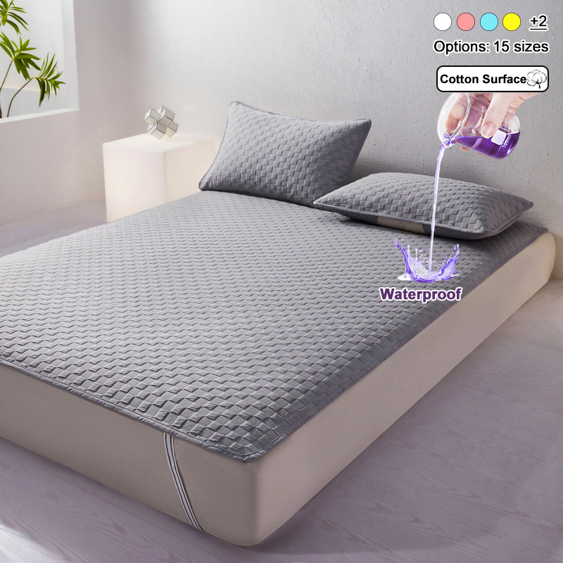 Waterproof Mattress Protector Breathable - ผ้าคลุมที่นอนกันน้ำพร้อมสายรัดยางยืด 4 มุม, ผ้าคลุมที่นอนด้านบนทำจากผ้าฝ้ายถักนุ่ม, ผ้าคลุมเตียงที่ระบายอากาศได้ดี