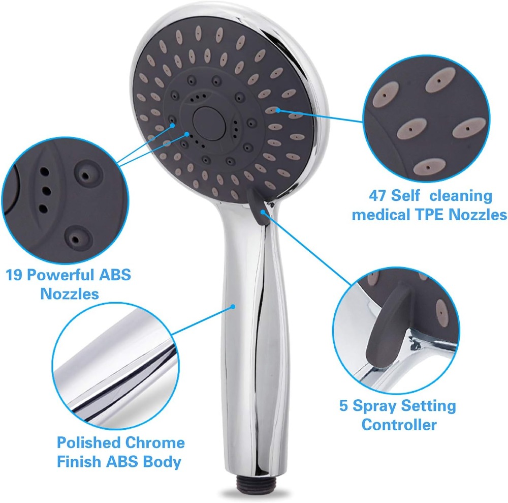 ฝักบัวแรงดันสูงแบบมือถือ 5 ระด - High Pressure Shower Head Handheld บทวิจารณ์และราคา