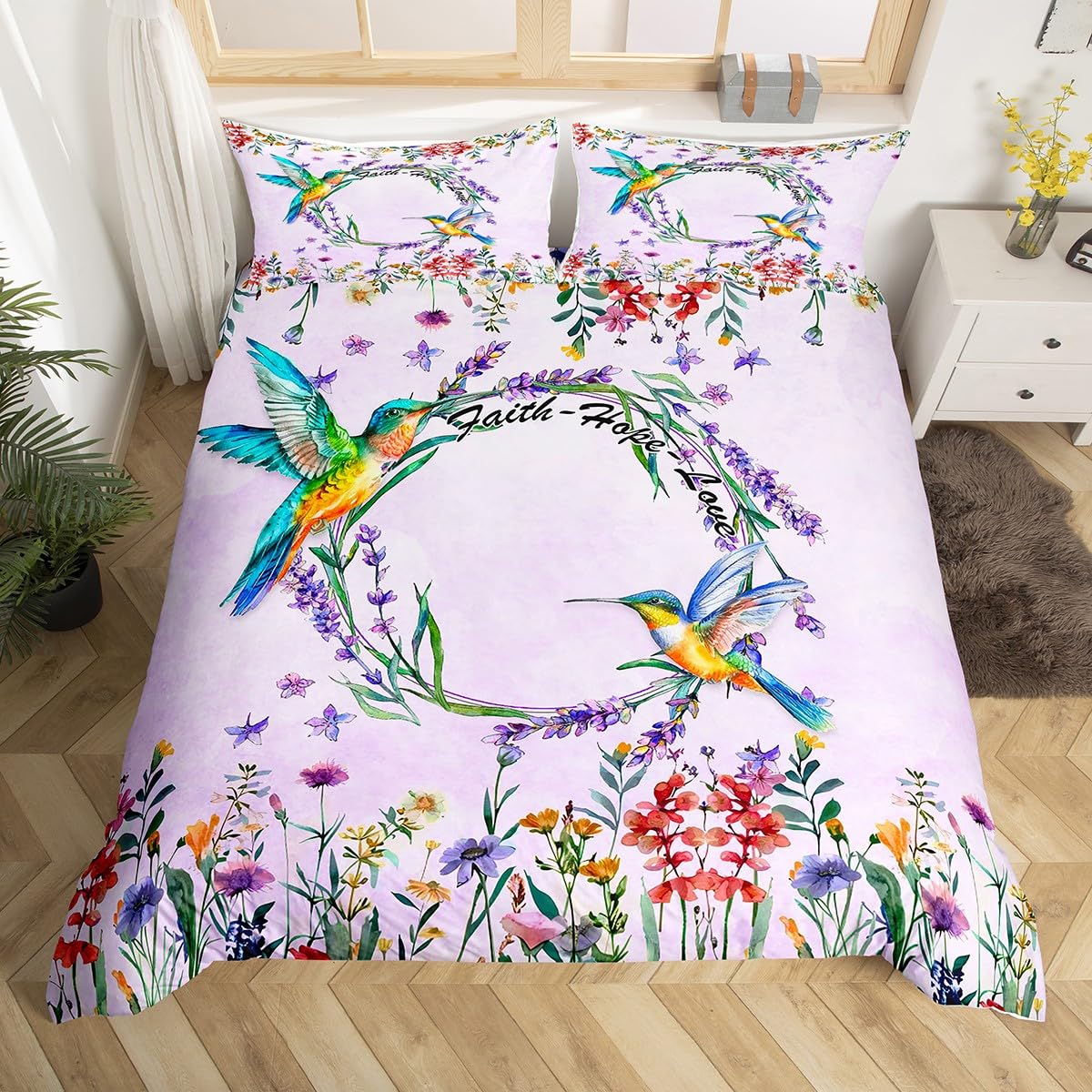 ชุดเครื่องนอนนกฮัมมิงเบิร์ด ลา - Aesthetic Floral Duvet Cover บทวิจารณ์และราคา