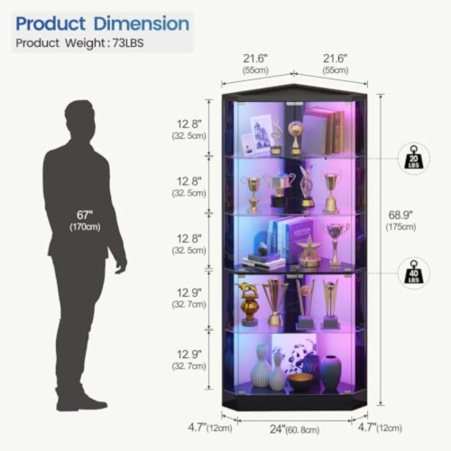 ตู้โชว์มุมพร้อมไฟ RGB และเซ็นเ - Lighting บทวิจารณ์และราคา