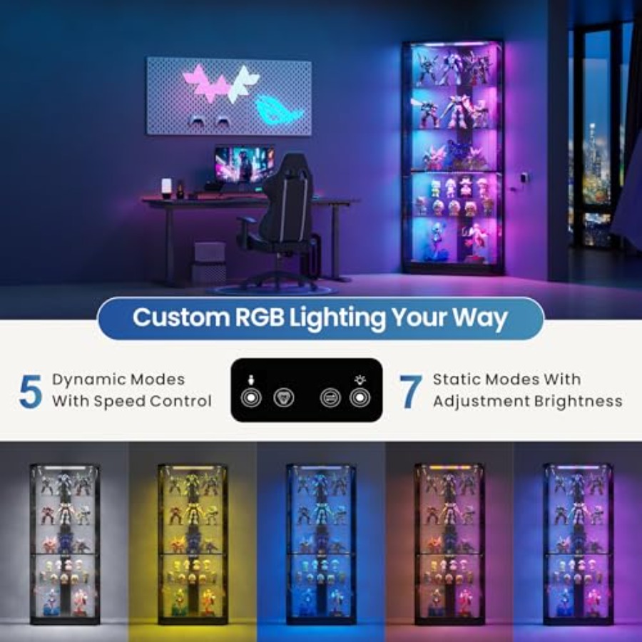 ตู้โชว์มุมพร้อมไฟ RGB และเซ็นเ - Lighting บทวิจารณ์และราคา