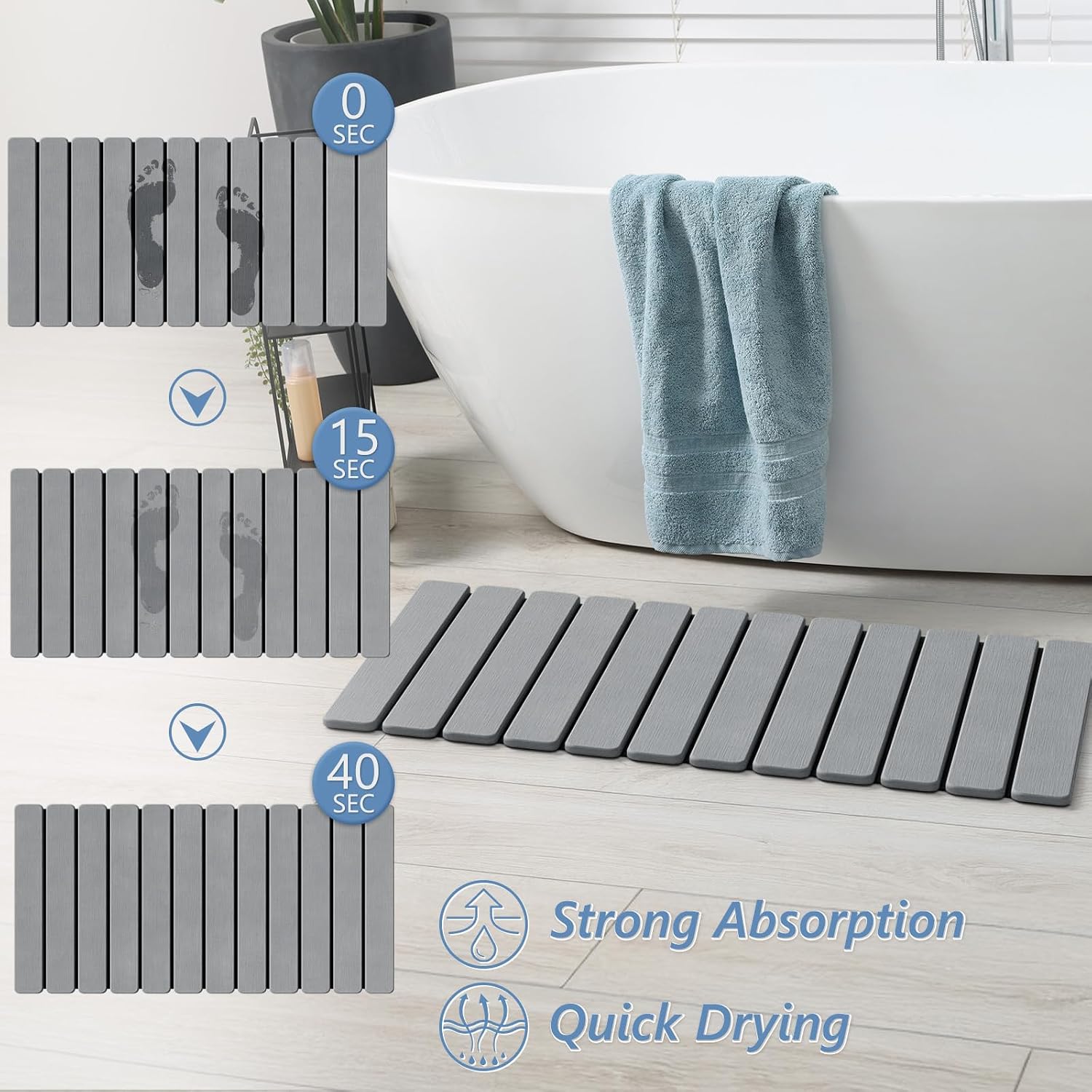 แผ่นรองอาบน้ำไดอะตอมไมต์แบบพับ - Quick Dry Diatomite Bath Mat บทวิจารณ์และราคา
