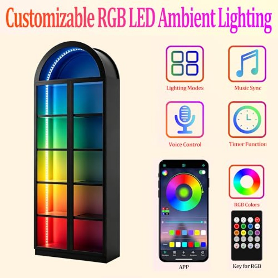 ตู้โชว์ทรงโค้งสำหรับห้องนั่งเล - Lighting บทวิจารณ์และราคา