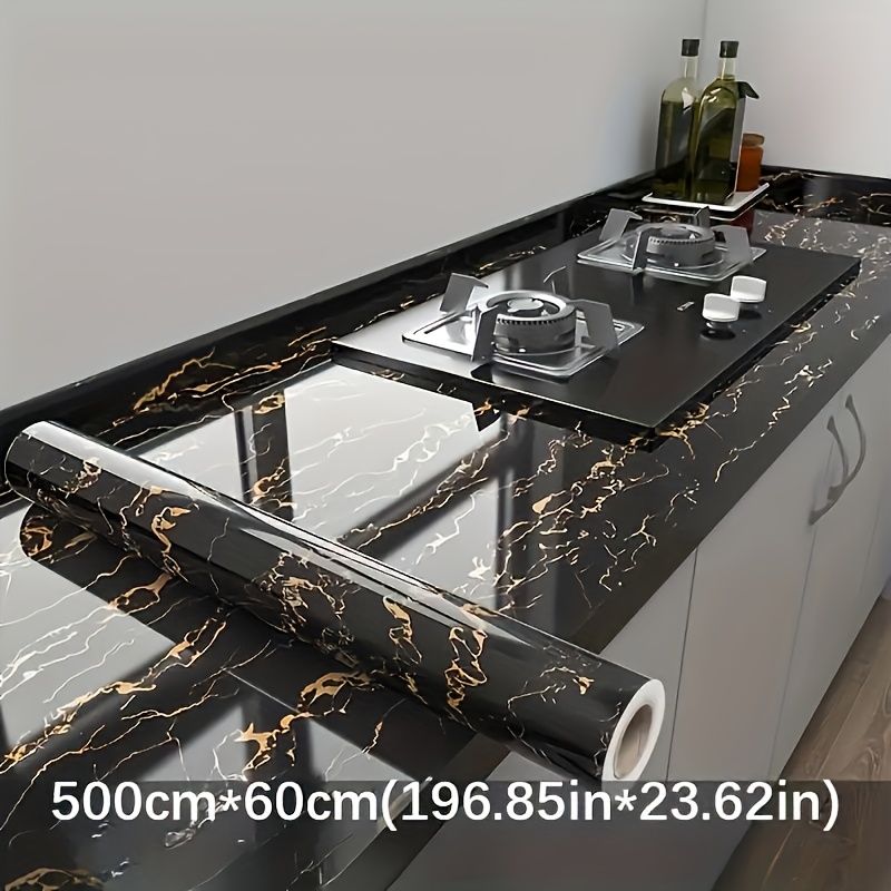 วอลเปเปอร์ลายหินอ่อนสีดำหรูหรา - Kitchen บทวิจารณ์และราคา
