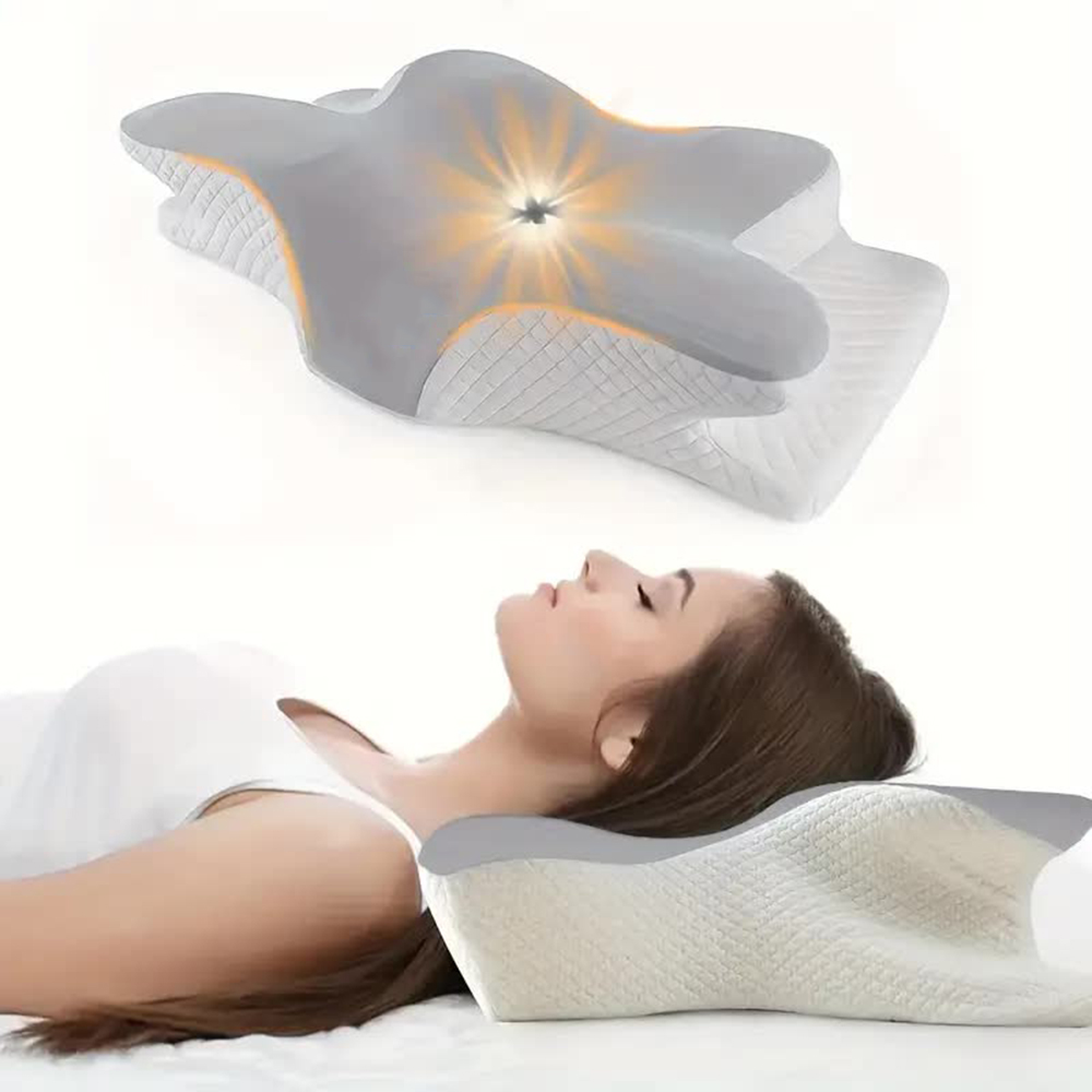 หน่วยความจําโฟมหมอนรูปผีเสื้อผ - Memory Foam Orthopedic Pillow Neck Pain บทวิจารณ์และราคา